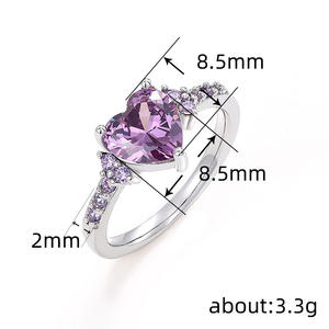 Q994 Heart Shape Amethyst Gemstone <b>Ring</b> 925 Silver Prong Setting Women's Engagement <b>Crystal</b> <b>Rings</b> - Product Image 4