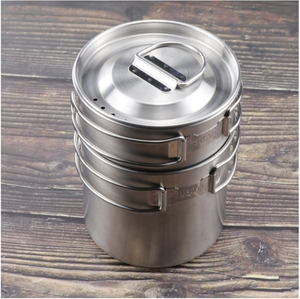 Small 700ml + <b>Large</b> 1000ml stainless steel camping <b>mugs</b> 2 pieces kit <b>set</b> - Product Image 4