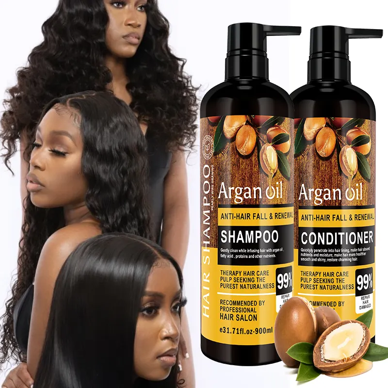 Factory Direct Supply 100% Arganöl Marokko Anti Haarausfall Shampoo und Conditioner Set Natürliches Haarpflege-Wachstums shampoo
