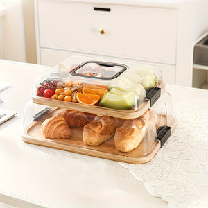 Plateaux <span class=keywords><strong>en</strong></span> bois ornés pour la chambre avec couvercle <span class=keywords><strong>en</strong></span> acrylique scellé, <span class=keywords><strong>plateau</strong></span> à couverts <span class=keywords><strong>en</strong></span> bois, <span class=keywords><strong>plateau</strong></span> alimentaire portable personnalisé <span class=keywords><strong>en</strong></span> bois avec couvercle - Product Image 1