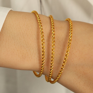 Open Braid <b>Bangle</b> Titanium Steel Minimalist Jewelry Unisex Fashion <b>Bracelet</b> Gold Silver Color Sz186 - Product Image 4