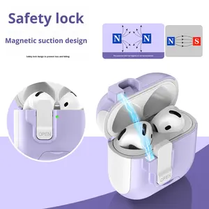 Funda Protectora Multifuncional Portátil de TPU+PC Rosa con Tapa Abatible y Soporte para Airpods <span class=keywords><strong>Pro</strong></span> 3, Airpods 4/3/<span class=keywords><strong>2</strong></span>/1 Pro2 - Product Image 2