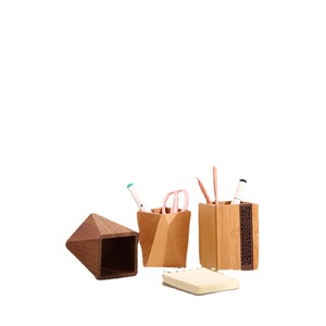 <b>Solid</b> <b>Wood</b> Pen Holder Walnut Square Nordic Minimalist Office <b>Desk</b> Organizer Stationery Storage For Study And Home Use - Product Image 5
