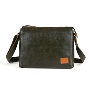 Men's Dark Green Genuine Leather Shoulder <b>Bag</b> Large Capacity Crossbody Casual Laptop Business <b>Bag</b> - Product Image 5