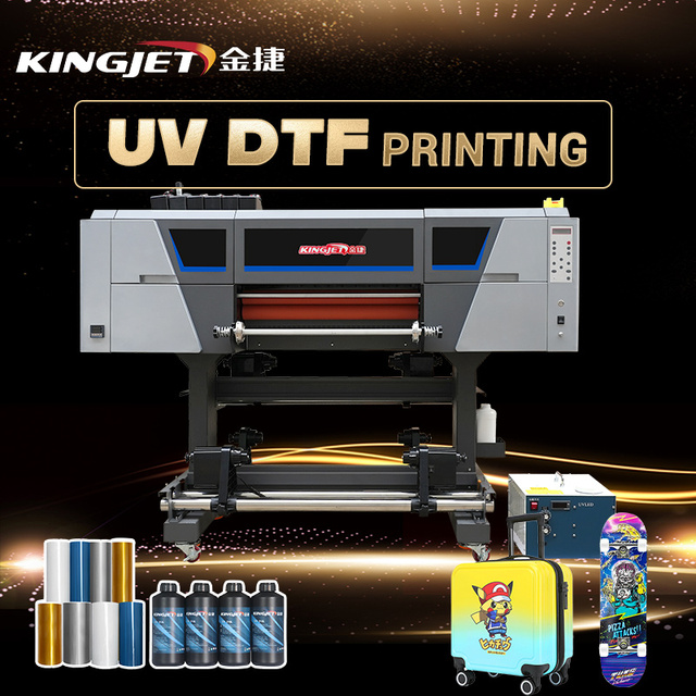 Kingjet Factory 40cm 30cm 60CM UV DTF A3 I1600 Head Printer Sticker Inkjet CMYK White UV DTF Printer With Laminator