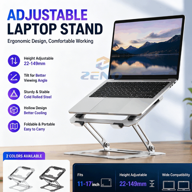 Zeno Heavy Base Tablet Bedside Holder Adjustable Suporte Notebook Portable Ergonomic Steel Laptop Stand LM27