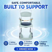 Kursi Transfer Commode Shower Multifungsi tahan karat dengan sabuk tempat duduk untuk senior produk bintang baru