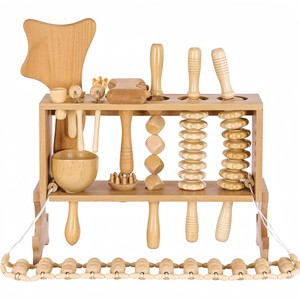 Rodillos de Masaje Corporal y Facial CZFIT Y012, Juego de Herramientas de Maderoterapia Profesional en Caja de Madera, Masajeador Anticelulítico - Product Image 1