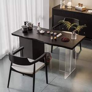 Ensemble table et chaises en bois massif, style minimaliste moderne, pour petit appartement, balcon, couleur noire - Product Image 4