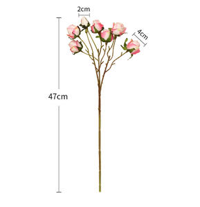 Vente en gros usine – Nouvelle collection de 7 têtes de roses artificielles en soie à bords brûlés pour centres de table de mariage, fêtes et décoration intérieure - Product Image 6