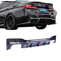 Diffuseur arrière en fibre de carbone avec feux LED pour BMW Série 5 F90/M5 2017-2023, kit carrosserie avec lèvre de pare-chocs arrière en fibre de carbone