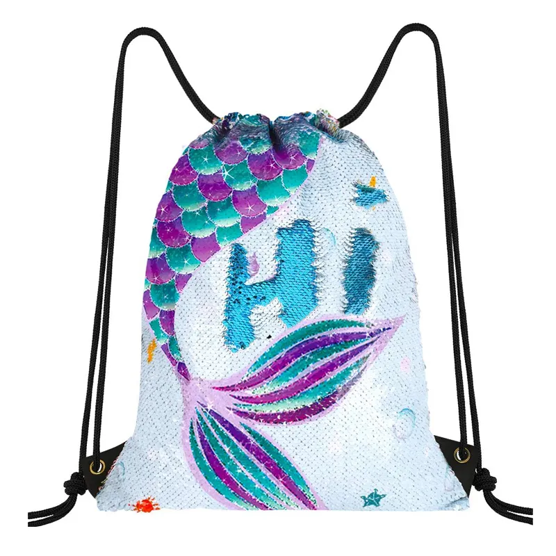 Customized creative reversible sequins magic bag Gifts Teens Magical Mermaid Tail Sequin drawstring Backpack bag for girls