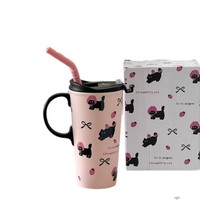 Tasse en céramique Lelyi Ins, motif dessin animé mignon, style graffiti, design créatif, esthétique riche en couleurs, pour les jeunes filles, cadeau d'affaires, grande capacité, tasse haute