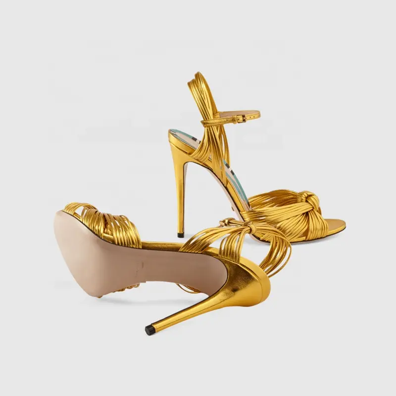 Modell Stiler tto High Heel Damen Thin Heel Metall Rindsleder Gold Silber Schwarz Grün Bankett Bühnen sandalen