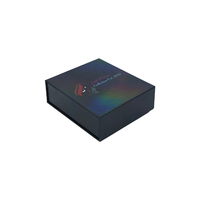 Boîte cadeau personnalisée en papier holographique noir pailleté pour collection de rouges à lèvres cosmétiques avec fermeture magnétique