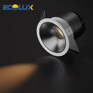 Ecolux lampu sorot bawah Gimbal dapat diatur, lampu langit-langit COB 10W 15W 24W 30W 40W 50W dapat diredupkan, lampu LED Spot Down