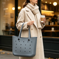 Sac fourre-tout polyvalent en EVA résistant à l'eau, grande capacité, couleur unie, durable, prêt pour la plage toute saison, tendance