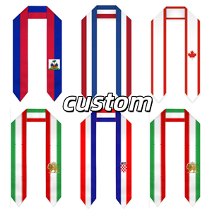 Écharpe de Remise de Diplôme Personnalisée de Haute Qualité avec Drapeaux Nationaux de 48 Pays et Équipes de Football – Écharpe de Remise de Diplôme pour Étudiants Internationaux – Vente Flash - Product Image 3