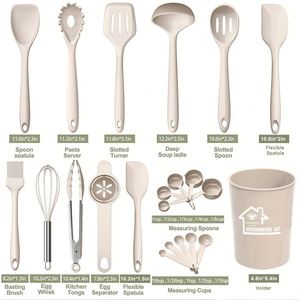 Ensemble d'ustensiles de cuisine en silicone et bois personnalisés, 22 pièces, vente en gros, accessoires de cuisine avec manches en bois - Product Image 2