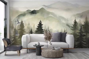 <span class=keywords><strong>Papier</strong></span> peint mural photo 3D moderne imperméable pour chambre à coucher avec paysage réaliste de forêt de pin de montagne - Product Image 5