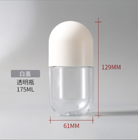 Botol Plastik PET Transparan Bentuk Kapsul 100ml 280ml Dengan Tutup Emas Kosong untuk Kemasan Tablet Suplemen Vitamin Custom