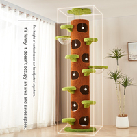 Arbre à chat multi-niveaux réglable du sol au plafond avec griffoir en sisal, hamac en acrylique et maisonnette fermée pour chat - Vente en gros