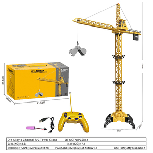 AiJH 4CH Coche de Ingeniería RC, Camión de Ingeniería de Aleación Fundida a Presión con Control Remoto, Grúa Torre Eléctrica Inalámbrica RC, Juguetes - Product Image 6