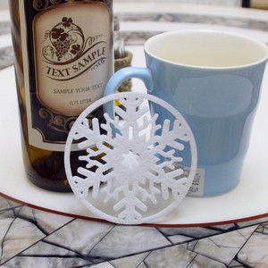 Posavasos navideños, decoraciones para el hogar, posavasos con diseño de copo de nieve, posavasos de fieltro, posavasos de tela no tejida, artículos navideños. - Product Image 3