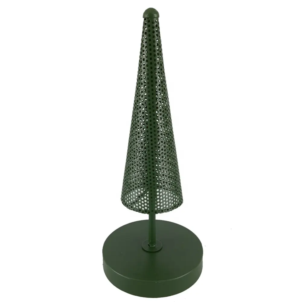 Cono decorativo lungo all'ingrosso all'ingrosso del ferro del metallo di colore verde scuro all'ingrosso per la decorazione della festa di natale fatta a mano su misura