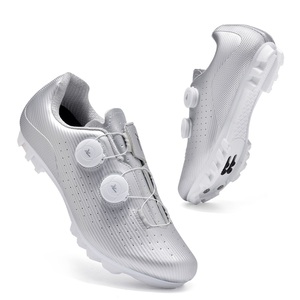 Nouvelles chaussures de cyclisme sur route blanches et noires, chaussures de cyclisme sur route et <span class=keywords><strong>VTT</strong></span> pour hommes et femmes, à laçage rapide, respirantes, semelle rigide, chaussures de vélo à système de blocage - Product Image 2