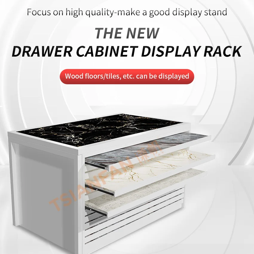 Tsianfan Sliding Type Drawers Rack Quartz Stone Marble Granite Sample Drawer Unit Display of Ceramic Tile Display Drawer Cabinet