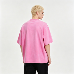 Camiseta Oversize de Algodón Puro con Lavado Ácido Estilo Hip Hop para Hombre, Diseño Personalizado, Cuello Redondo, Estilo Rap, Resistente y Desgastada - Product Image 1