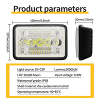 HYNBYZJ 4x6 pouces 45W Barre de travail LED tout-terrain Cube Wrangler Phare carré Angel Eye Feux de route et de croisement Lumière modifiée pour tout-terrain