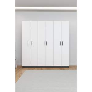 Armario Moderno de Madera Kale de 6 Puertas para Dormitorio y Taller, Ahorra Espacio, con 4 Cajones y 13 Estantes, Solución de Almacenamiento de Ropa - Product Image 4