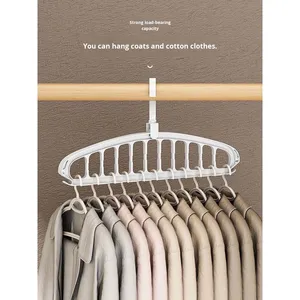 Free Shipping Foldable Multifunction 11-Hole Magic Plastic <strong>Clothes</strong> Hanger Hooks <strong>Rails</strong> <strong>Wall</strong> Hanging Travel Living Room Home - Product Image 5