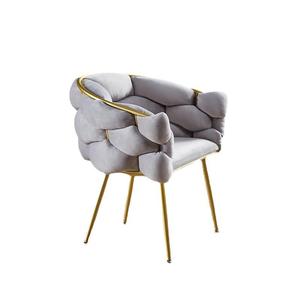 Sillas Grises para Restaurantes y Cafeterías, Silla Moderna de Terciopelo con Diseño de Burbuja para Estudio de Maquillaje - Product Image 1
