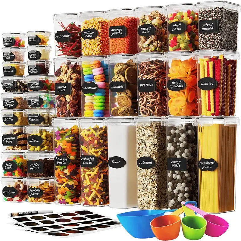 SB029 24 pezzi Set Bpa-Free ermetico plastica impilabile Organizer da cucina cereali 42pack cibo secco contenitore contenitore contenitore