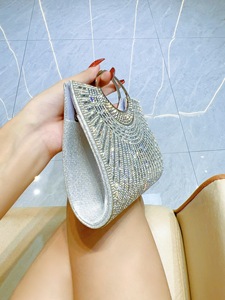 Bolso de mano tipo anillo, bolso de noche brillante con cierre magnético, de poliéster, para vestido de noche, fiesta de boda, marca Tanjing - Product Image 2