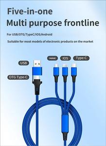 Cable de Datos USB 5 en 1 de Nailon de 1.2m con Micro Tipo C para Teléfono Móvil, Carga Rápida de 65W - Product Image 3