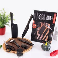 Ensemble de couteaux de cuisine en acier inoxydable 7 pièces, revêtement antiadhésif, logo laser, emballage cadeau, pour usage en cuisine, vente chaude