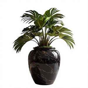 Jardinière de style américain moderne avec motif marbré, en fer durable, pour plantes vertes, design minimaliste - Product Image 1