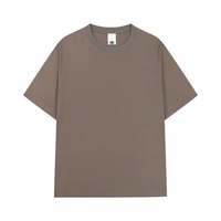 T-shirt homme tendance à manches courtes et épaules tombantes, en coton peigné double fil teint en masse 240G, coupe ample, couleur unie, collection été