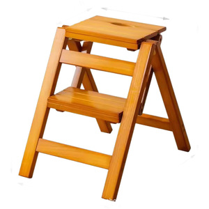 Multi-purpose household folding solid wood ladder, thickened three- or four-<b>step</b> climbing ladder, indoor <b>step</b> <b>stool</b>, portable - Product Image 1
