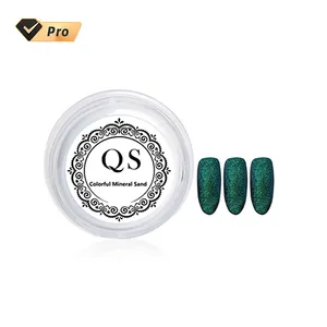 QSHY Custom Logo Colorful Mineral Sand Nail Art Reflective Glow Shining Dipping Powder