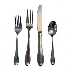 Ensemble de couverts en métal personnalisables pour la table : cuillère à dîner, cuillère à thé, fourchettes, couteau – 4 pièces, argenté, prix abordable - Product Image 1