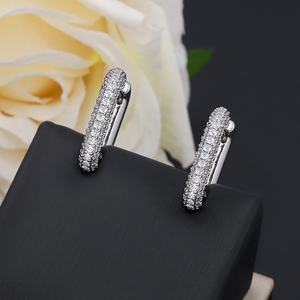 JXX 24K Gold Plated Fashion Jewelry Earring Zircon Custom Dainty Women <b>huggies</b> Hoops Earring <b>Silver</b> Plated - Product Image 3