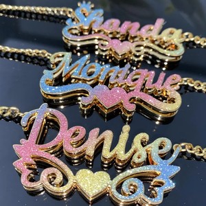 Lateefah regalo personalizzato oro 18K acciaio inossidabile adesivo smerigliato <span class=keywords><strong>collana</strong></span> <span class=keywords><strong>nome</strong></span> personalizzato - Product Image 4