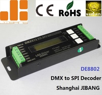 DC5-24V Multi funcional DC5 24V Max 16A DMX a SPI decodificador DE8802 SPI controlador