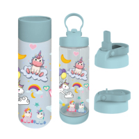 Gran oferta, botella de agua Tritan sin BPA para niños, colores y patrones personalizados, aptos para lavavajillas con método de flujo tipo pajita