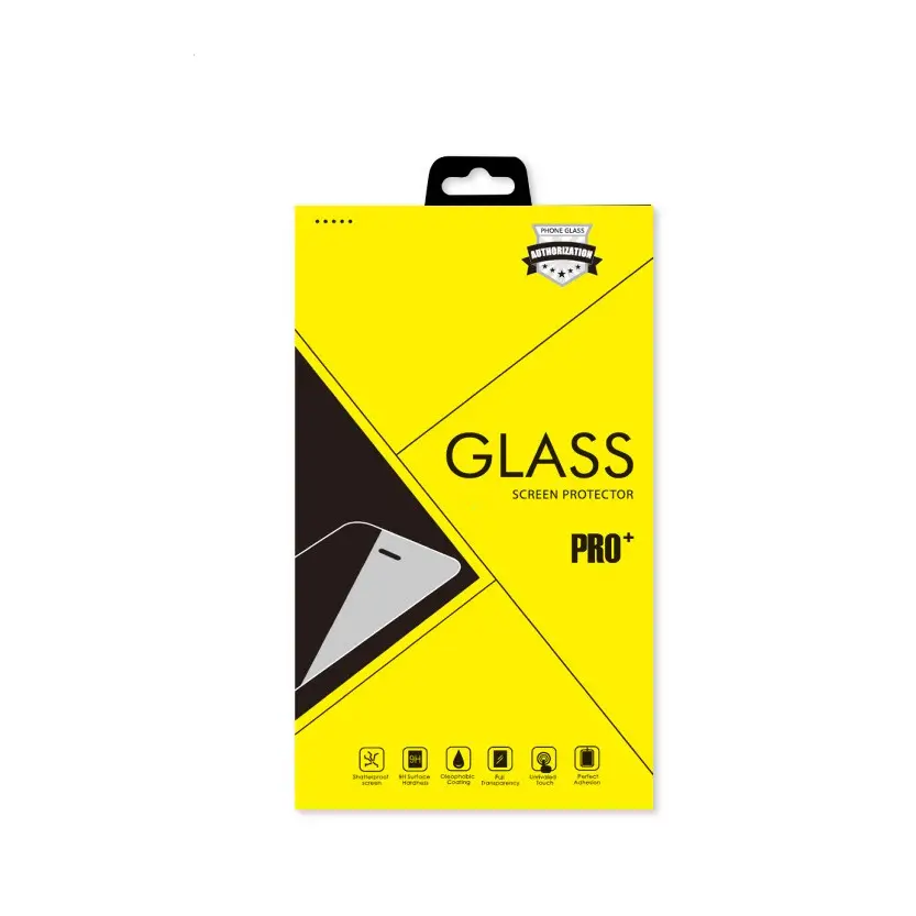 Custom Tempered Glass Retail Packaging Box Phone Screen Protector Paper Box with Hanging Hook